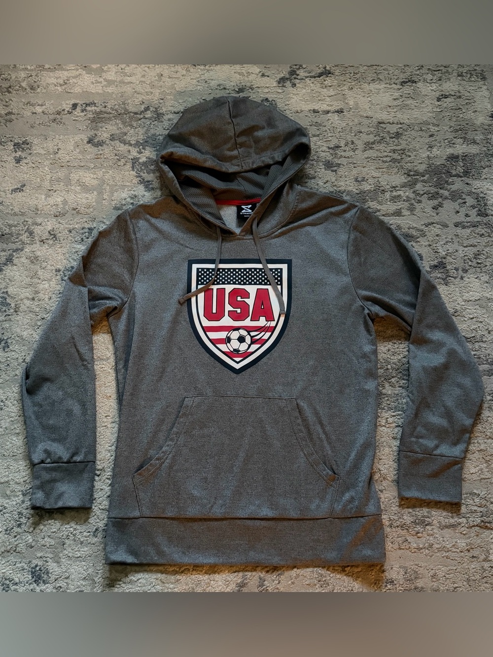 USA Soccer Hoodie Gray Pullover Sweatshirt Medium Athletic Performance Hoodie